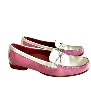 🦄Cole Haan Pink And White Butter Leather Loafers